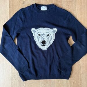 Topman Blue Crewneck Sweater with Polar Bear Design
